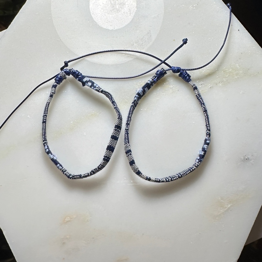 Blue and white friendship bracelets